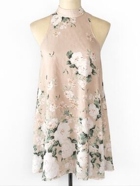 Show Me Your Mumu Floral Halter Mini Dress XS Open Back Boho Flowy Spring Summer